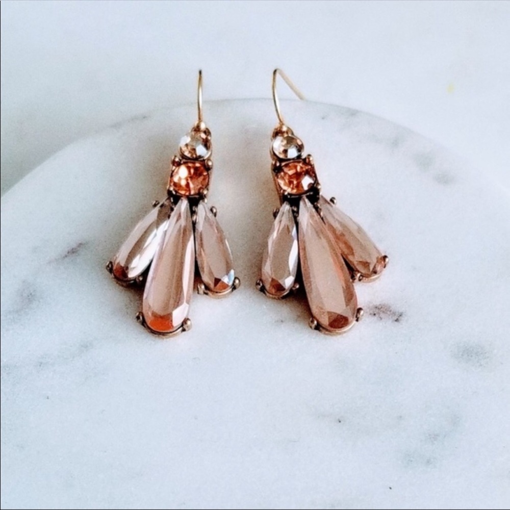 Pink crystal flower drop earrings